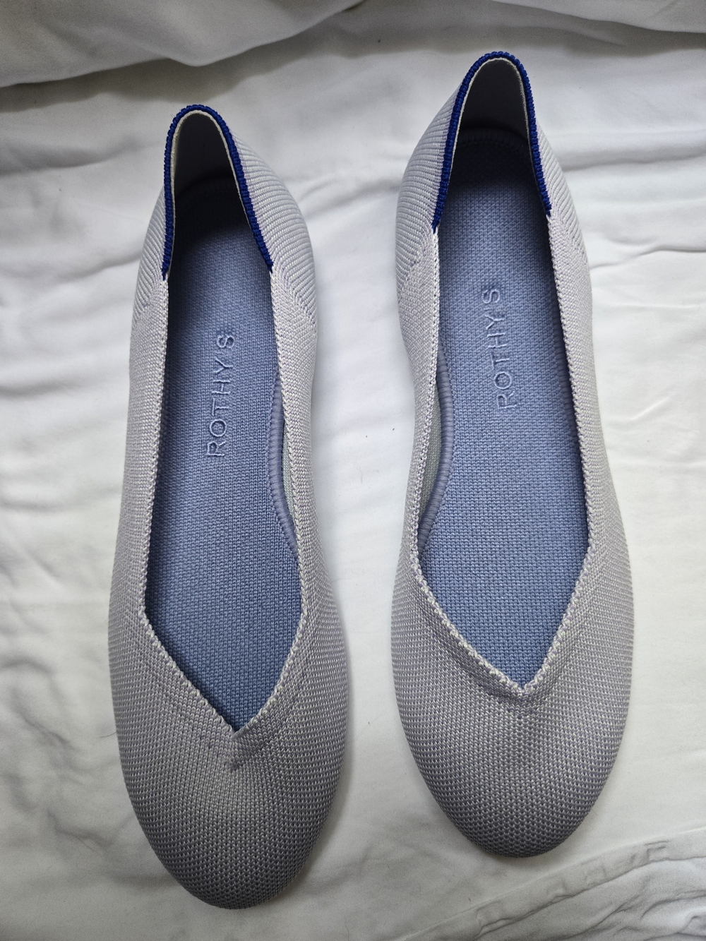 Rothy's Women's Lilac Knit Ballet Flat with Blue Insole EUC